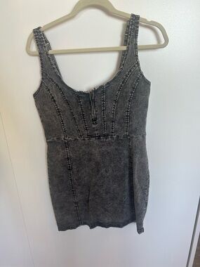Women's Washed Black Denim Dress